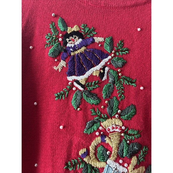 Victoria Jones Sweater Black Beaded Christmas Embroidered Doll Size XL - Picture 2 of 6